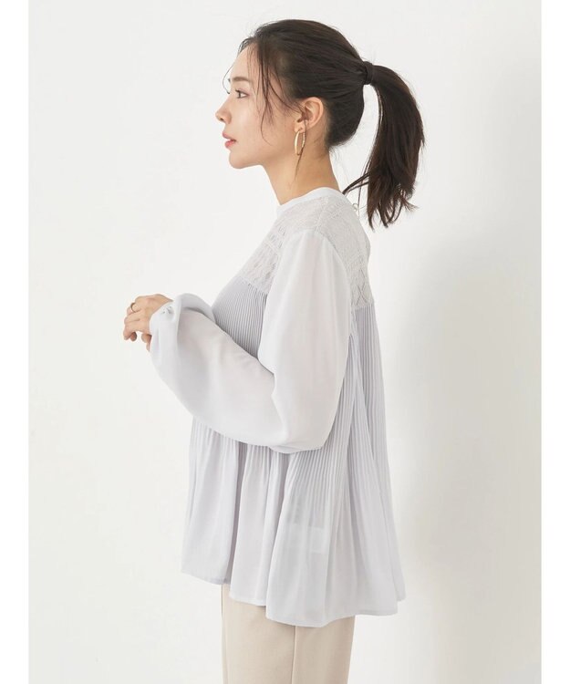 earth music&ecology レースプリーツブラウス Sax