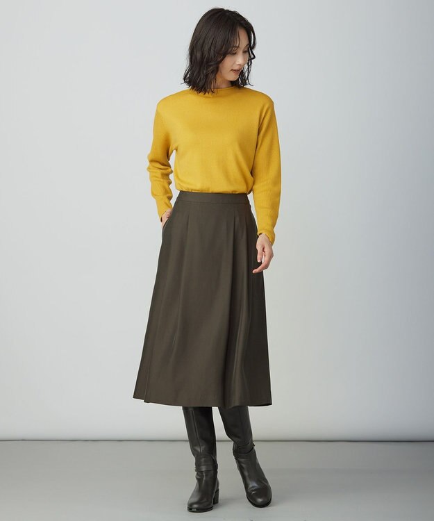 J.PRESS LADIES CUPRAツイル タック スカート ブラウン系