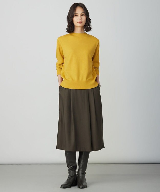 J.PRESS LADIES CUPRAツイル タック スカート ブラウン系