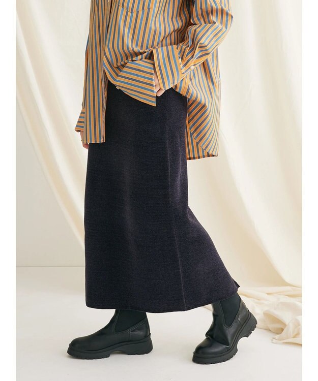 CRAFT STANDARD BOUTIQUE シェニールヤーンニットスカート Navy