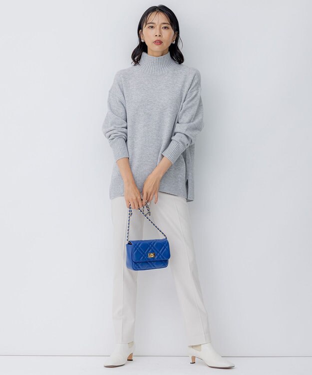 23区 【洗える】ウールカシミヤ ハイネック ニット ライトグレー系