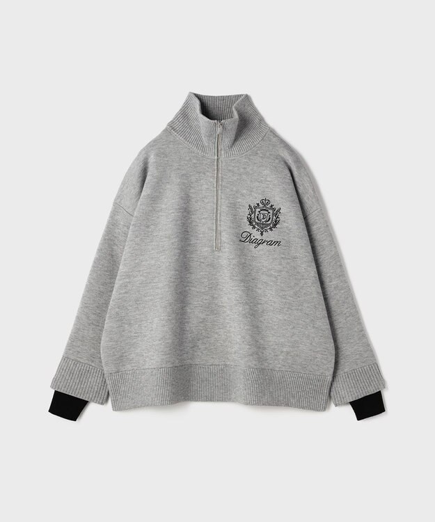 GRACE CONTINENTAL ハーフジップニットトップ グレー