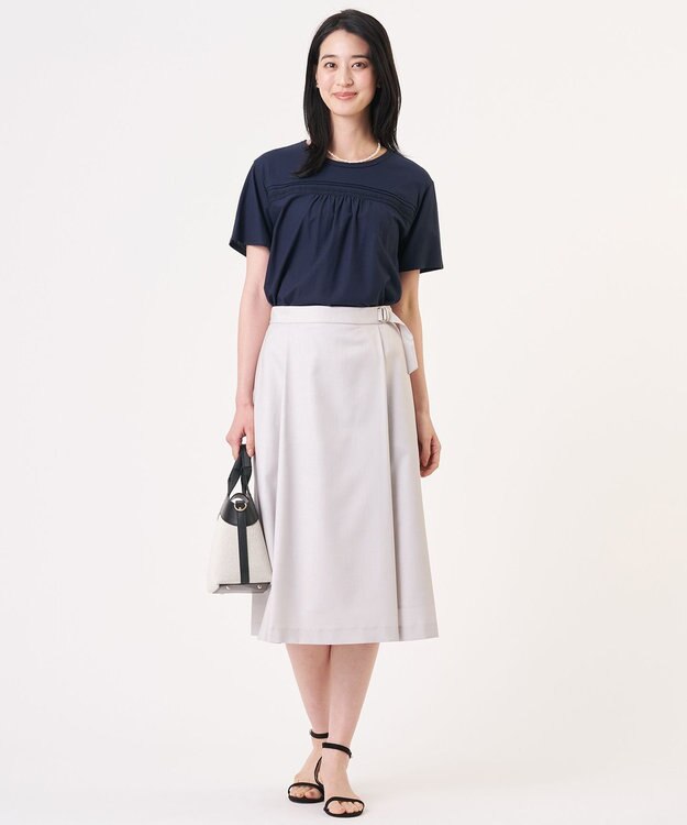 J.PRESS LADIES S 【定番人気・セットアップ対応】OXIJEWEL ストレッチ スカート ライトグレー系