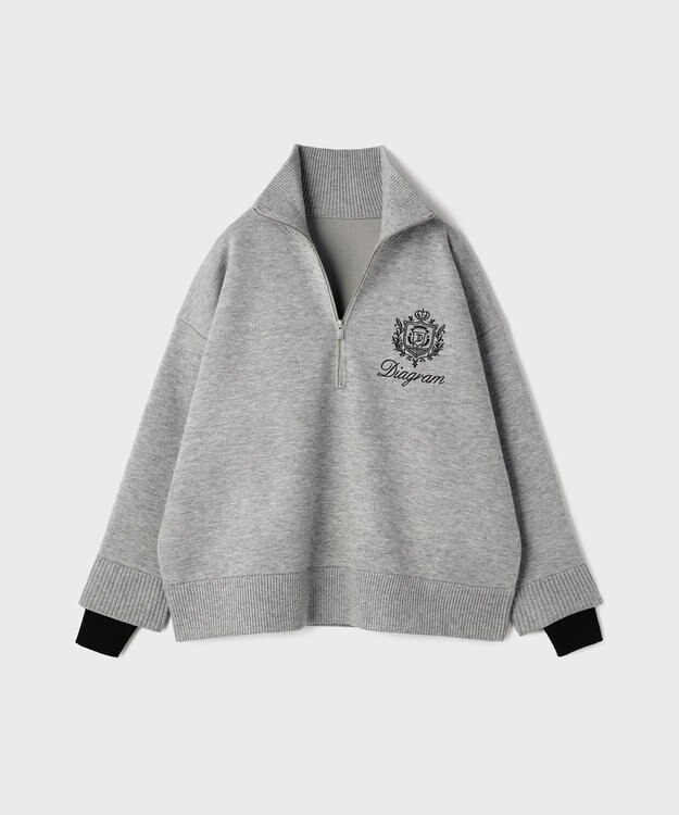 GRACE CONTINENTAL ハーフジップニットトップ グレー