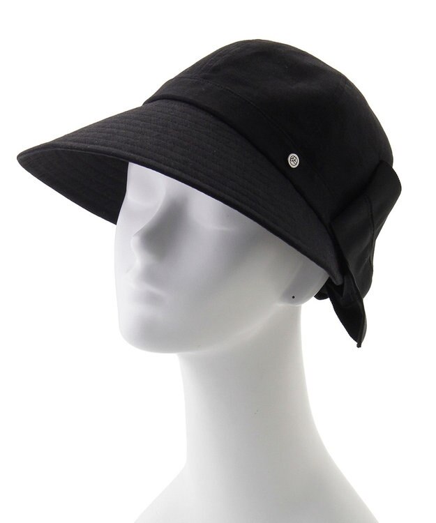 MOONBAT 【遮光100％/遮熱/UV】HIROKO KOSHINO(ヒロコ コシノ)遮光 リボンジョッキー 帽子 ゆったりMサイズ 手洗い可能/サイズ調整可能 ブラック