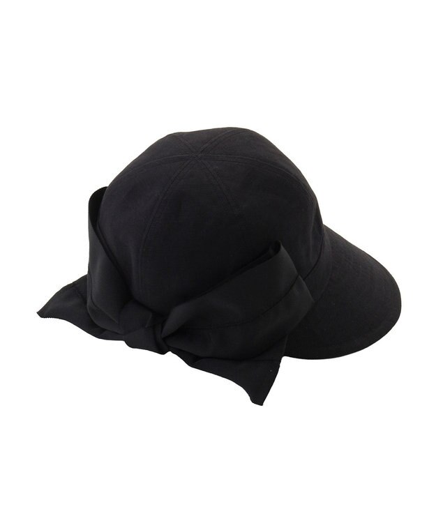 MOONBAT 【遮光100％/遮熱/UV】HIROKO KOSHINO(ヒロコ コシノ)遮光 リボンジョッキー 帽子 ゆったりMサイズ 手洗い可能/サイズ調整可能 ブラック