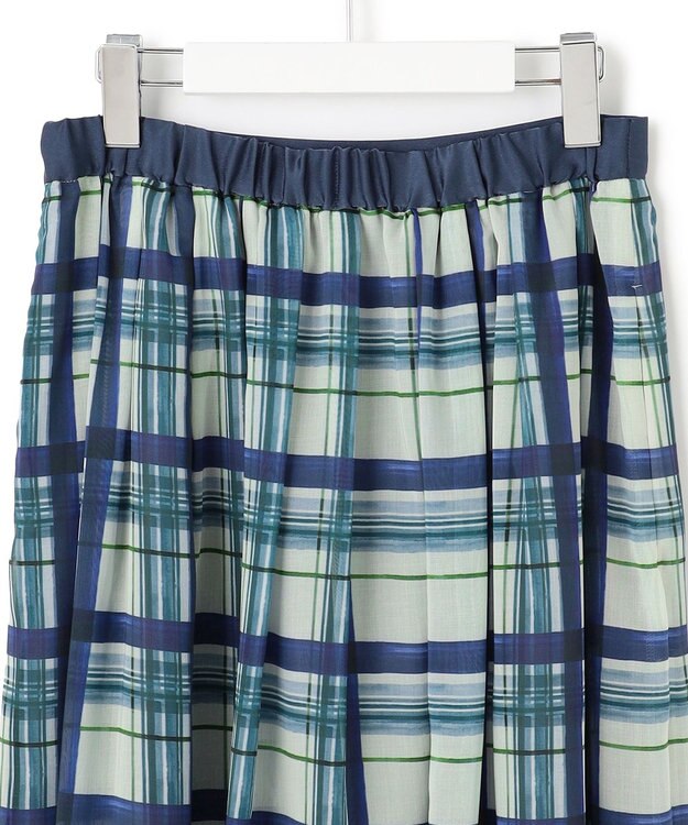 23区 S 【WEB&一部店舗限定/洗える】手書き風チェックプリント ギャザー スカート ブルーチェック