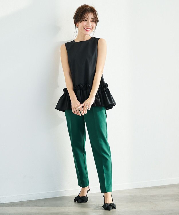 #Newans タックフリルヘムシャツ ブラック