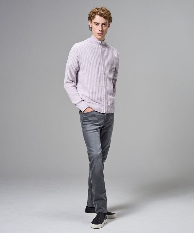 JOSEPH HOMME 【新柄】シルクバルキー　ハイネックジップアップニット ライラック系