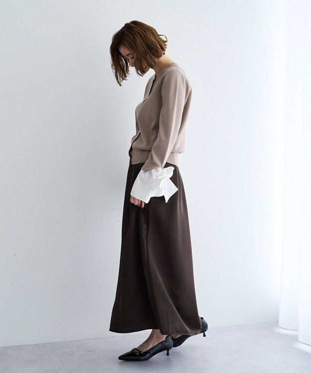 YECCA VECCA サテンフレアスカート Brown
