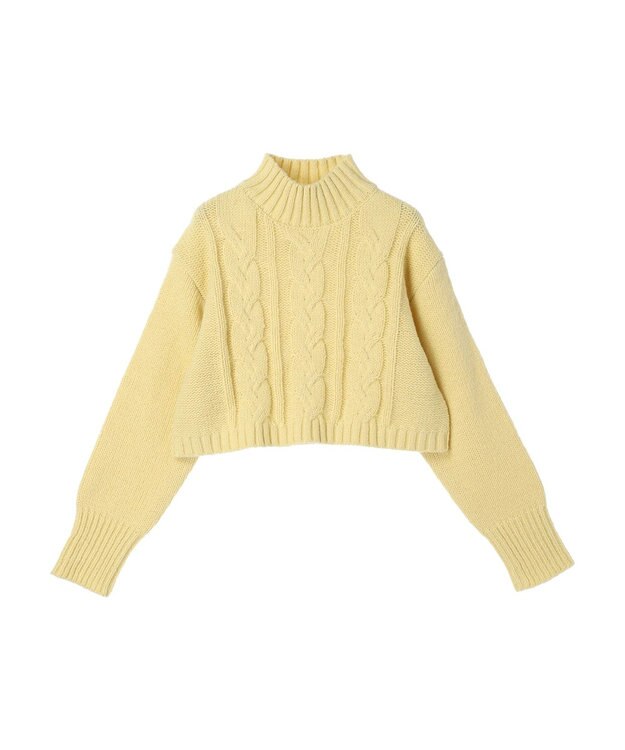 Green Parks ショート丈ケーブルニットプルオーバー Yellow