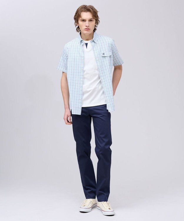 J.PRESS MEN コットンカノコ キーネックポケット Tシャツ ホワイト系