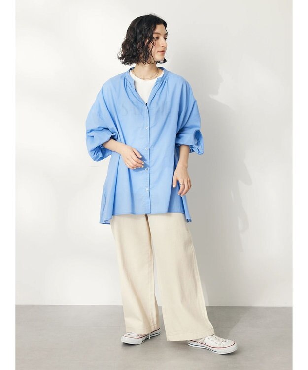 CRAFT STANDARD BOUTIQUE インド綿スキッパーチュニック Sax