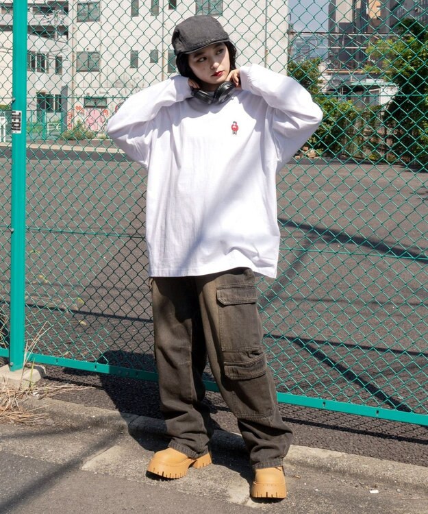 WEGO 【ユニセックス着用ITEM/MLサイズ展開】別注BENDAVISワンポイントT（LS） ホワイト