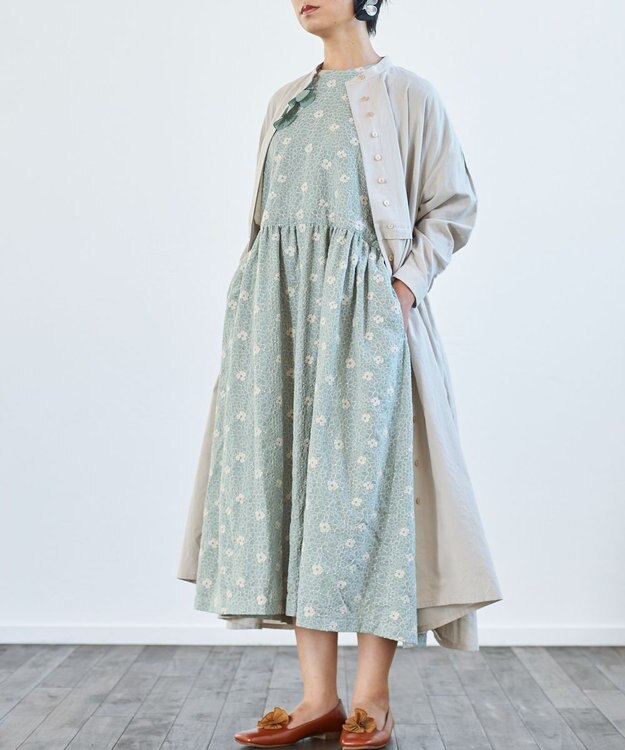 muuc 【手刺繍のような刺繍が美しい】ハイドランジア ドレス ブルー