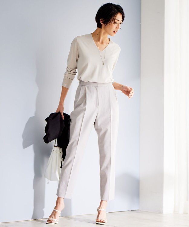 ICB L 【WEB限定カラーあり・接触冷感・UVケア・洗える】 シンセティックハイゲージ Vネックプルオーバー トープ系