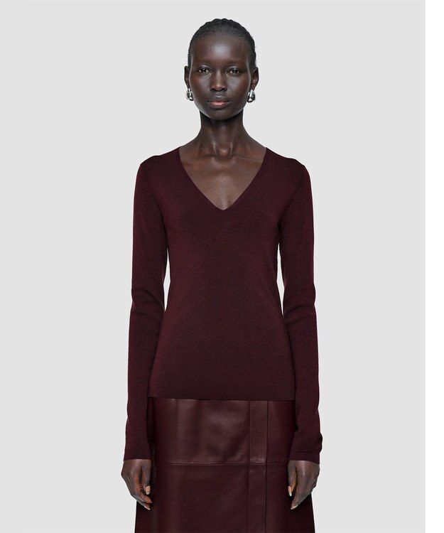 JOSEPH 【洗える】シルクストレッチVネックトップ Maraschino