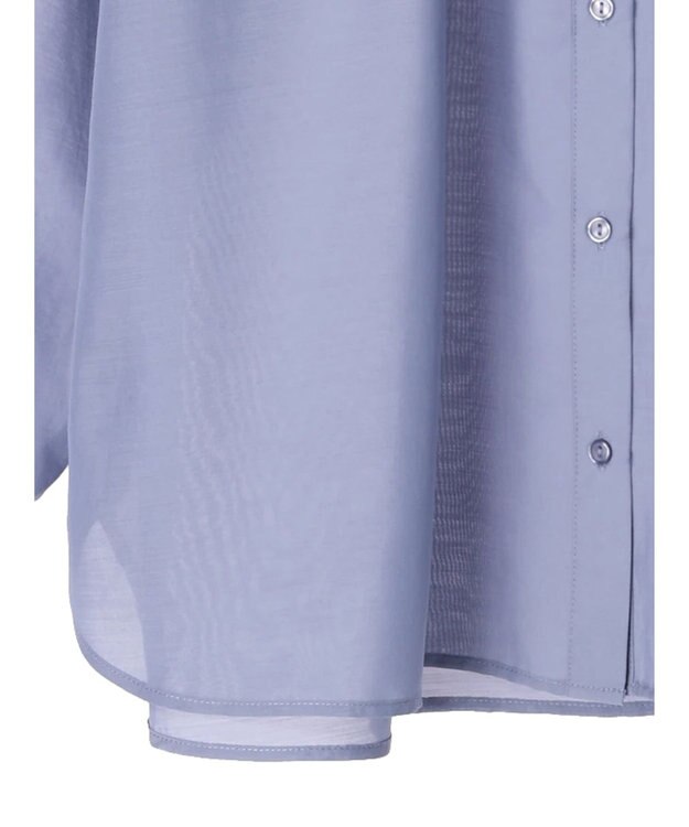 earth music&ecology シアーギャザーネックブラウス Deep Blue