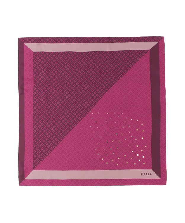 MOONBAT FURLA(フルラ)シルクツイル アーチロゴ スカーフ 65cm×65cm ワイン