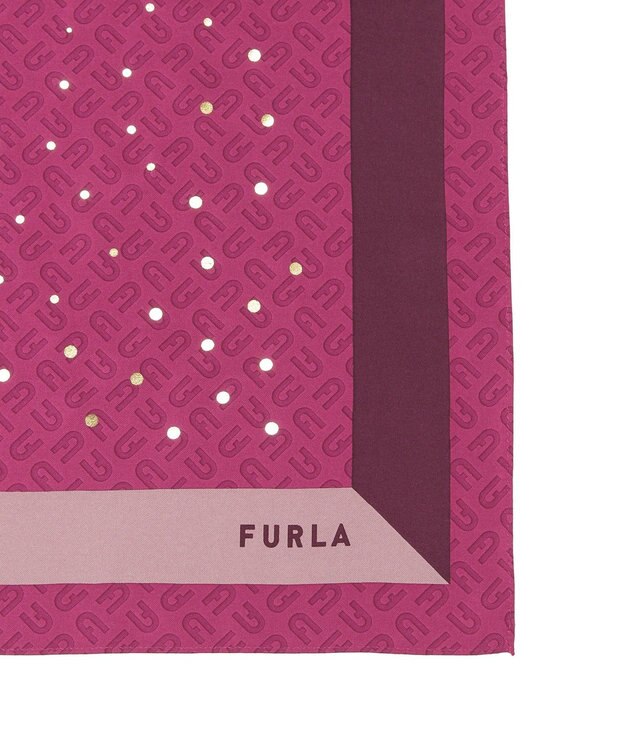 MOONBAT FURLA(フルラ)シルクツイル アーチロゴ スカーフ 65cm×65cm ワイン