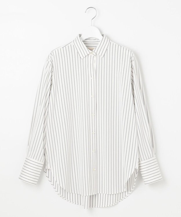 自由区 【洗える】ストレッチシャーティング ベーシック シャツ アイボリー系1