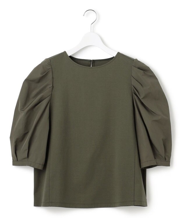 23区 S 【一部店舗限定】コットンポンチコンビジャージー コクーンスリーブ カットソー カーキ系