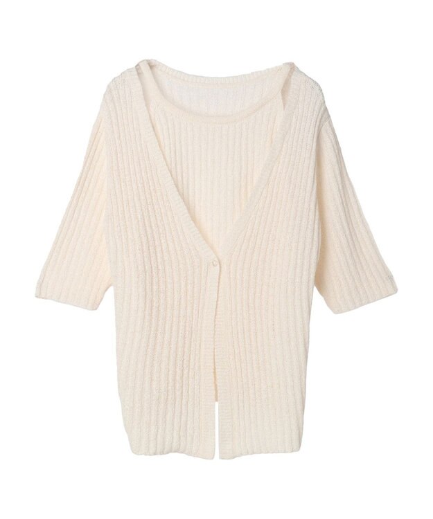 Green Parks テープヤーンドッキングニットプルオーバー Off White