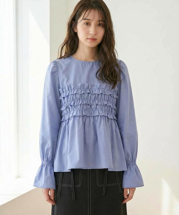 Feroux フリルギャザー ブラウス ブルー系