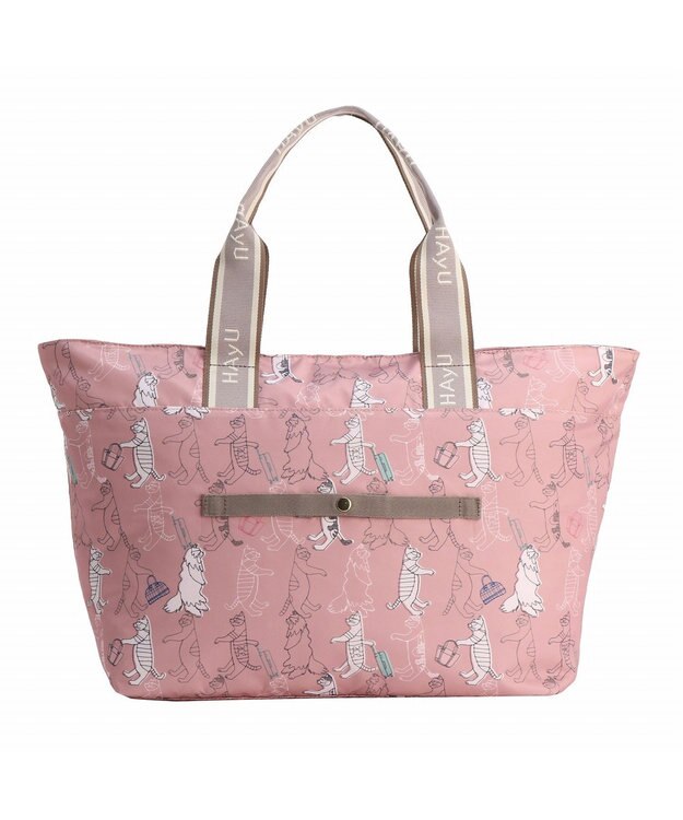 ACE BAGS & LUGGAGE HAyU × ace.  フォールディング 折り畳みトートバッグ 猫柄 30L 17862 ピンク柄