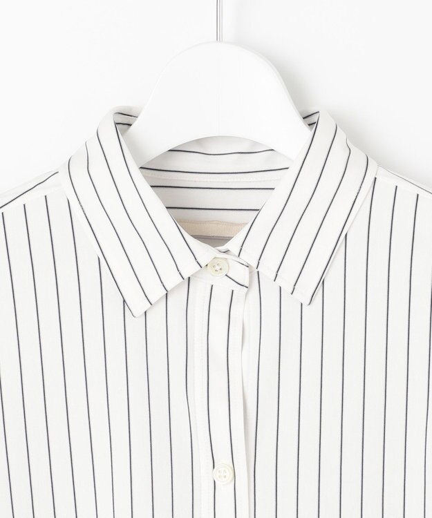 自由区 【洗える】ストレッチシャーティング ベーシック シャツ アイボリー系1