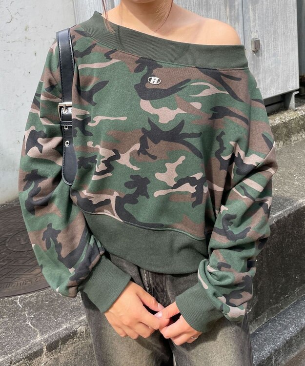 WEGO ワンポイントオフショルスウェット 柄1