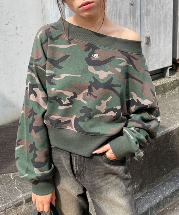 WEGO ワンポイントオフショルスウェット 柄1