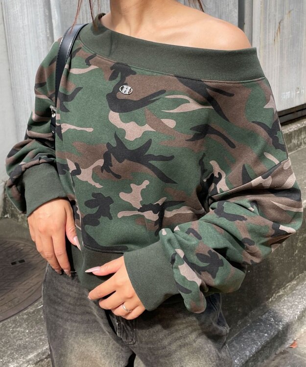 WEGO ワンポイントオフショルスウェット 柄1