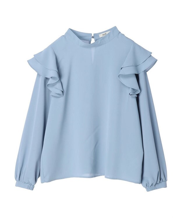 earth music&ecology フリルスリーブブラウス Blue