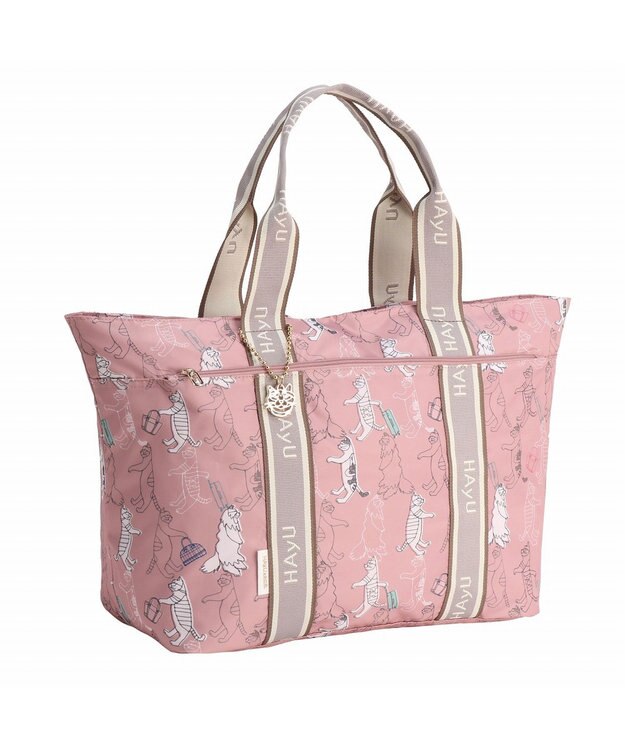 ACE BAGS & LUGGAGE HAyU × ace.  フォールディング 折り畳みトートバッグ 猫柄 30L 17862 ピンク柄