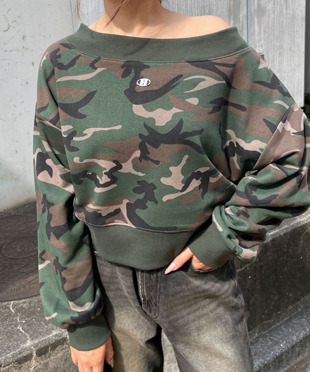 WEGO ワンポイントオフショルスウェット 柄1