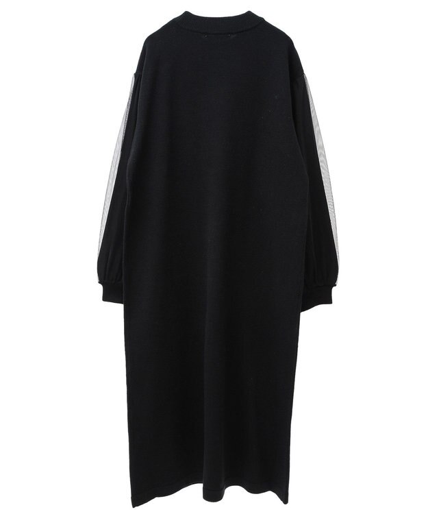 Green Parks 袖チュールニットワンピース Black