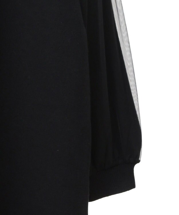 Green Parks 袖チュールニットワンピース Black