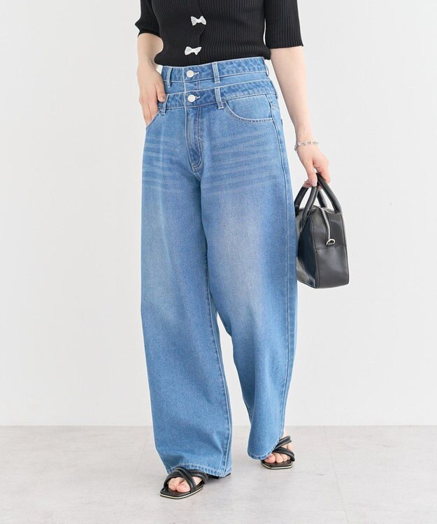 Green Parks ・ＥＬＥＮＣＡＲＥ　ＤＵＥ　Ｗウエストデニムパンツ Indigo