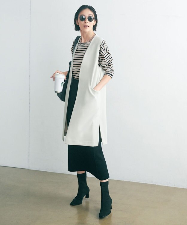 UNFILO 【洗える】ミラノリブスカート ブラック