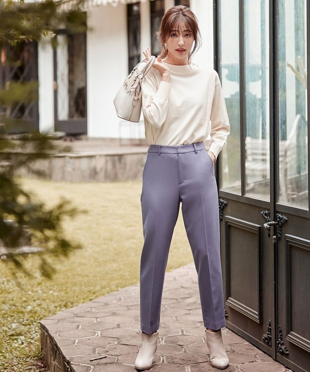 ANY SIS 【洗える】サイドケーブルカラー ニット アイボリー