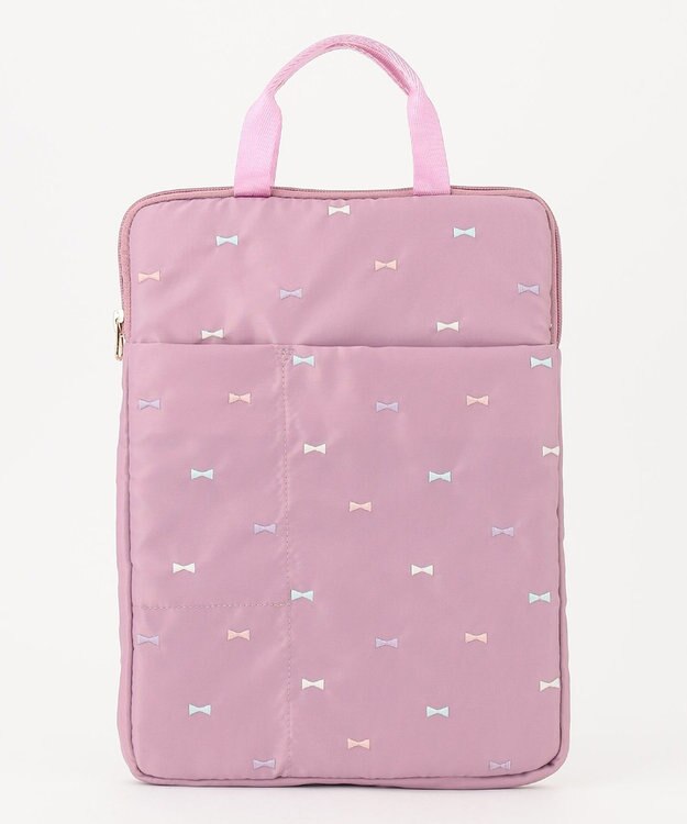 ANY KIDS 刺繍PC・タブレットケース ピンク×リボン