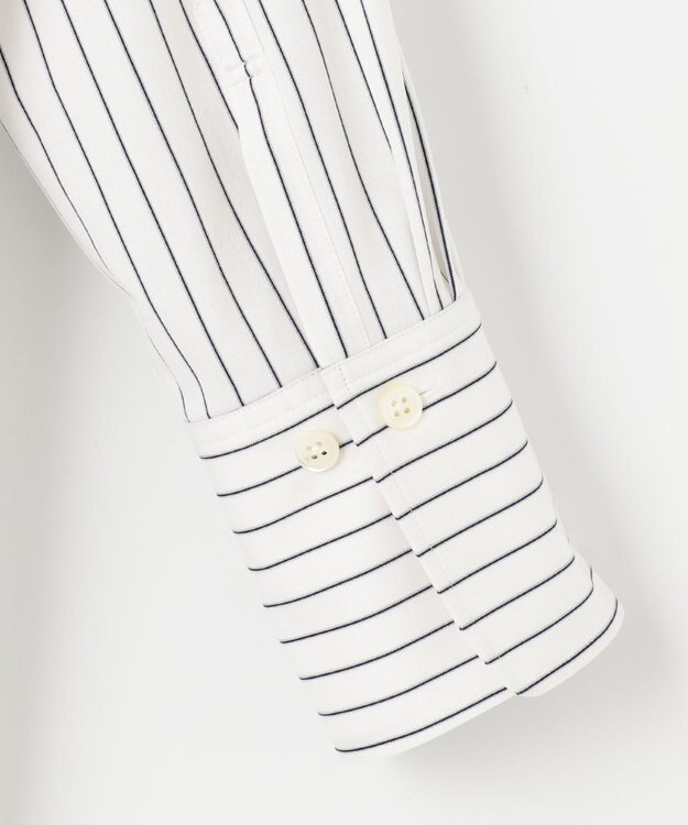 自由区 【洗える】ストレッチシャーティング ベーシック シャツ アイボリー系1