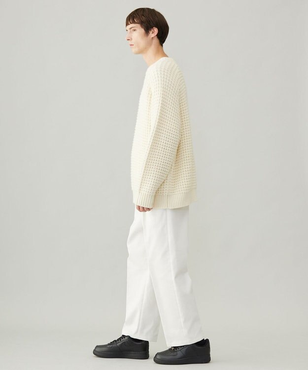 UNFILO MENS 【男女兼用】ウールポップコーン クルーネック ニット ホワイト