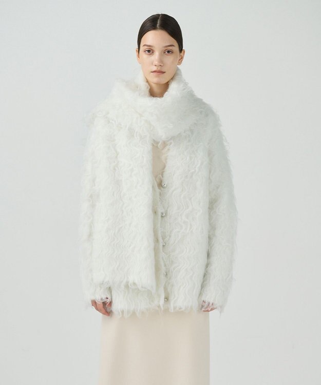 GRACE CONTINENTAL シャギーニットストール ホワイト