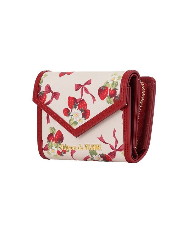 Maison de FLEUR いちご柄ウォレット Red