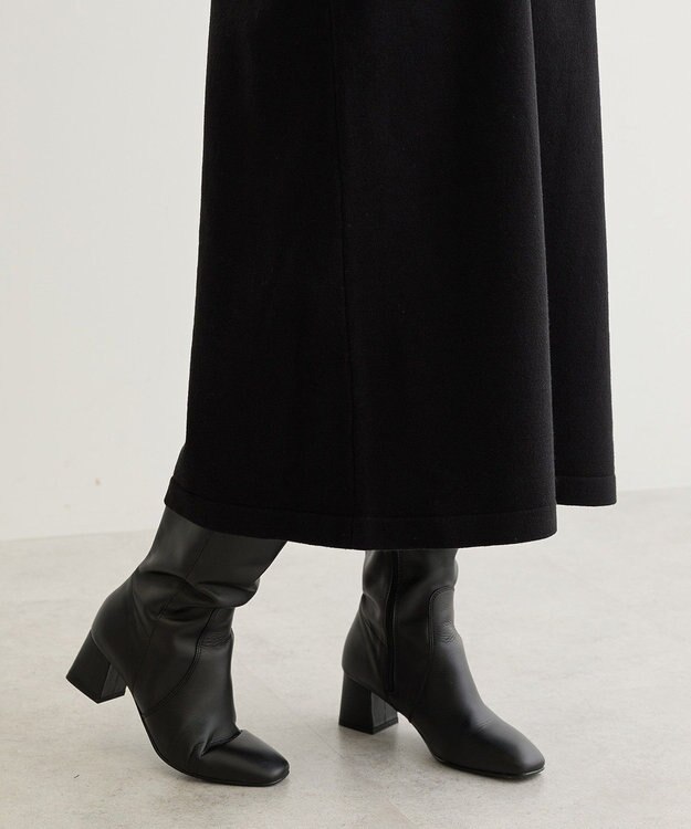 Green Parks 袖チュールニットワンピース Black