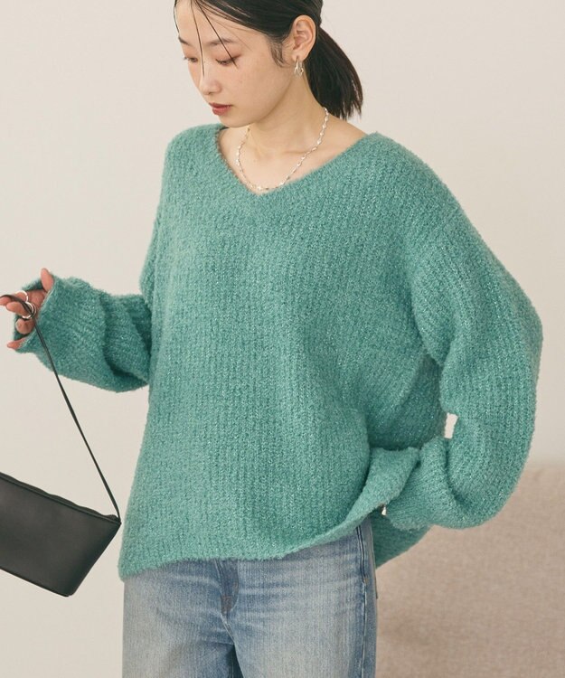 AMERICAN HOLIC ミニシャギーラメニットプルオーバー Green