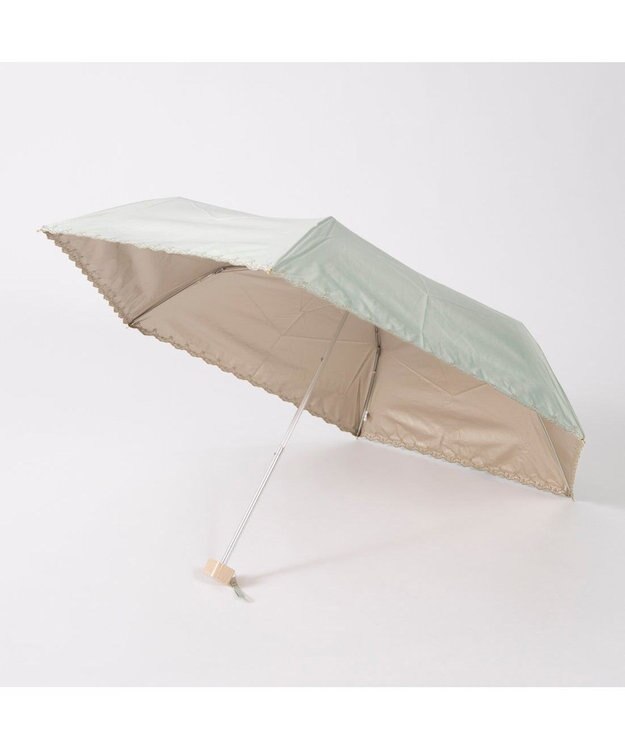 UNBILLION カシュネ cachenez / 【晴雨兼用】【日傘】 【UV カット率99.999.9％以上】PUフローラルラメ刺繍ミニ折りたたみ傘 グリーン