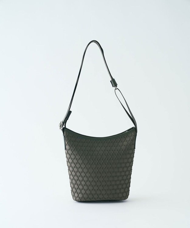 MIYABIYA LAQUOH【撥水加工】篭目柄エンボスボンディング ポケットショルダー モスグリーン